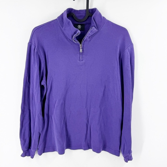 ✅ BOGNER PURPLE 1/4 ZIP LONG SLEEVE LAYING MOCK NECK SIZE LARGE - Picture 1 of 6